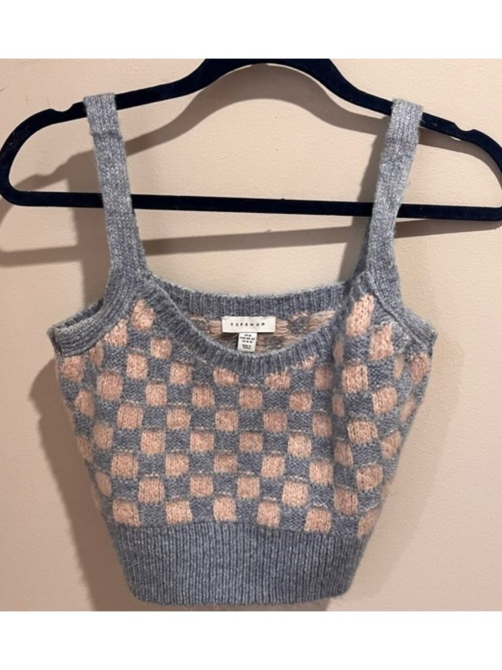 Crop Top - Gray and Pink Checkered